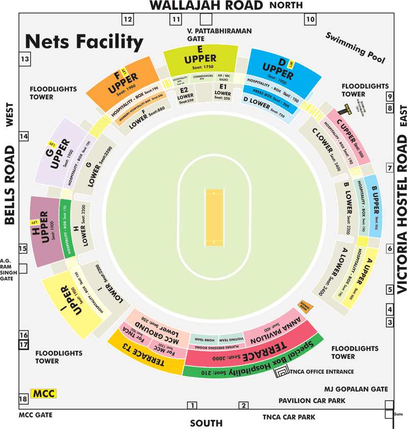 Chepauk Stadium Stadium Layout, Seating Plan