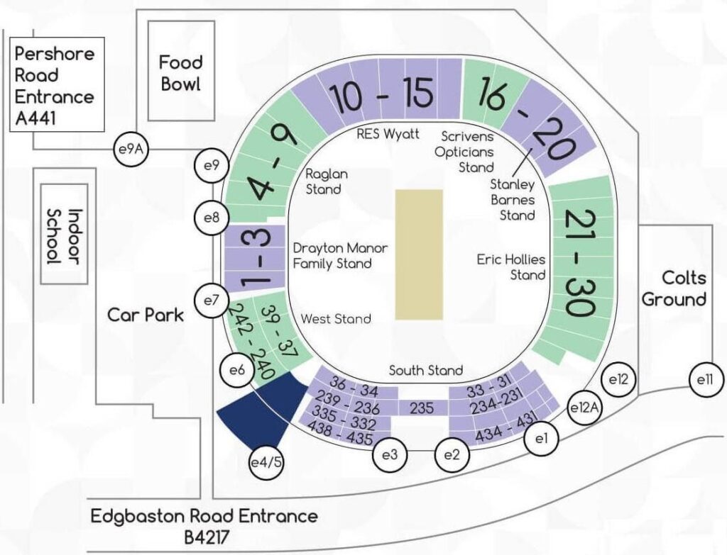 England vs India Edgbaston T20 Tickets 2022, Edgbaston Seating Plan