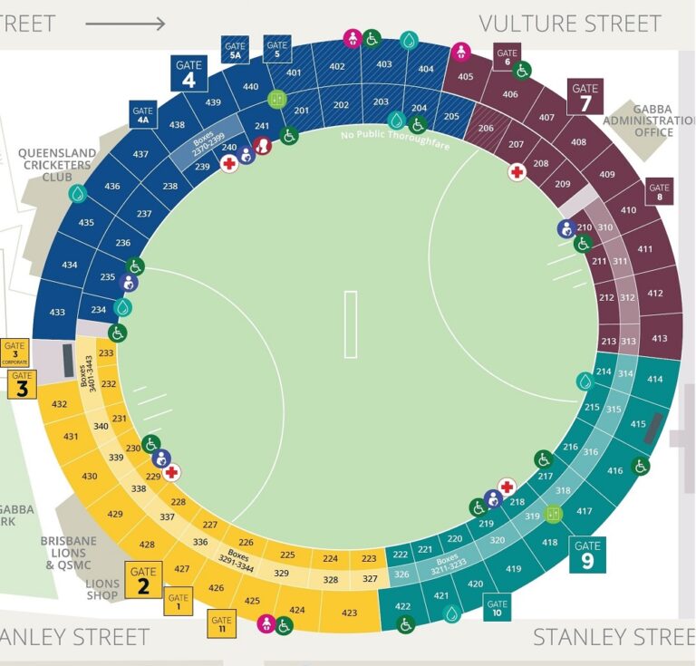 Gabba Cricket Ground Brisbane T20 World Cup Seating Map, Ticket Prices