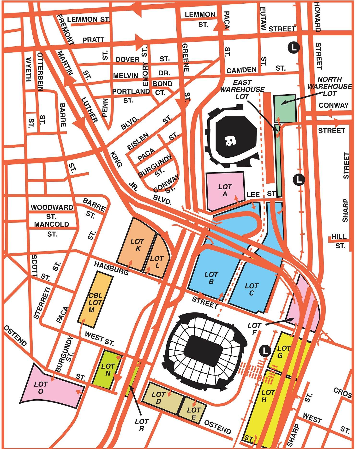 Oriole Park Camden Yards Parking Lot Map 
