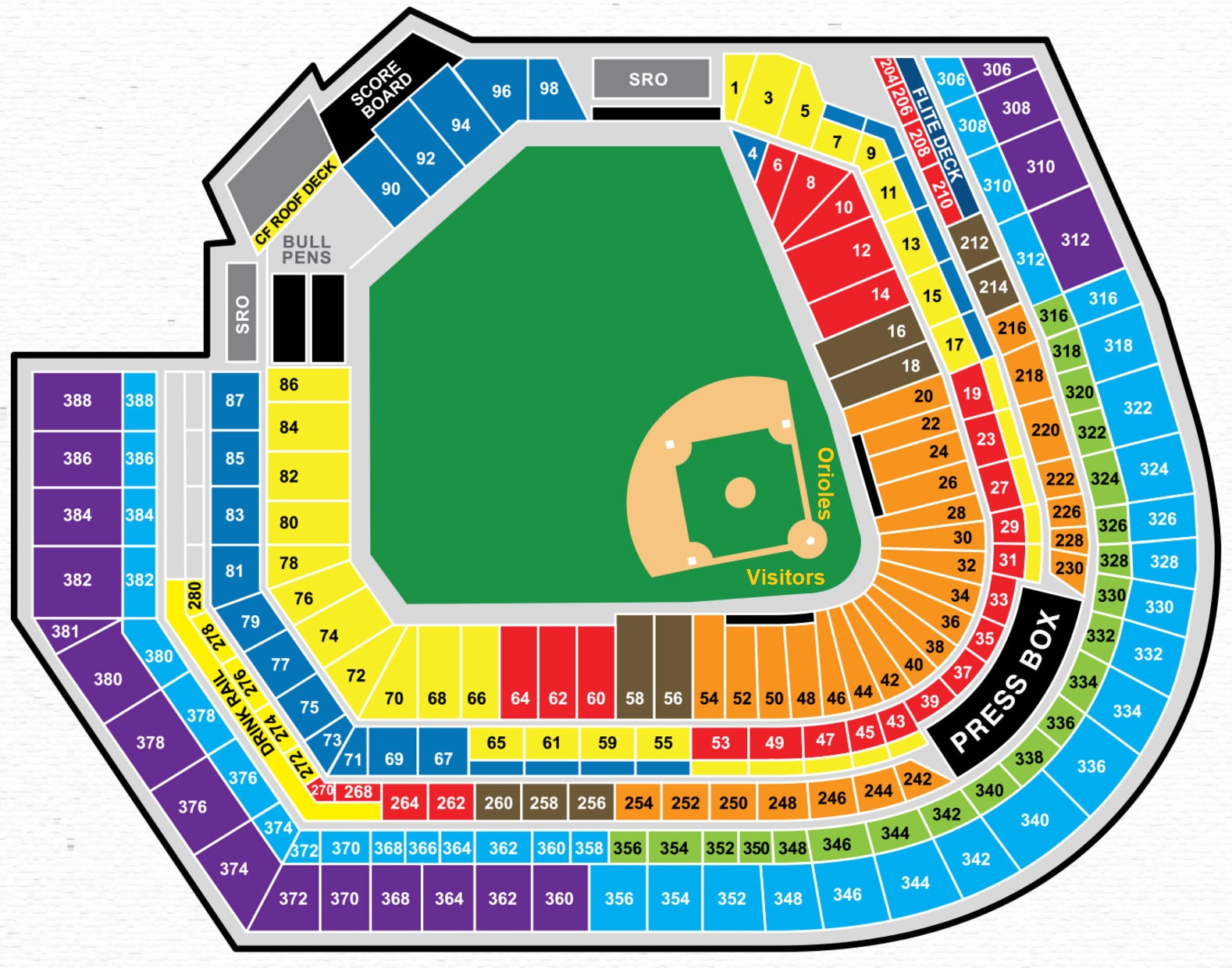 Oriole Park at Camden Yards Seating Chart 2022, Parking Lot Map, Ticket ...