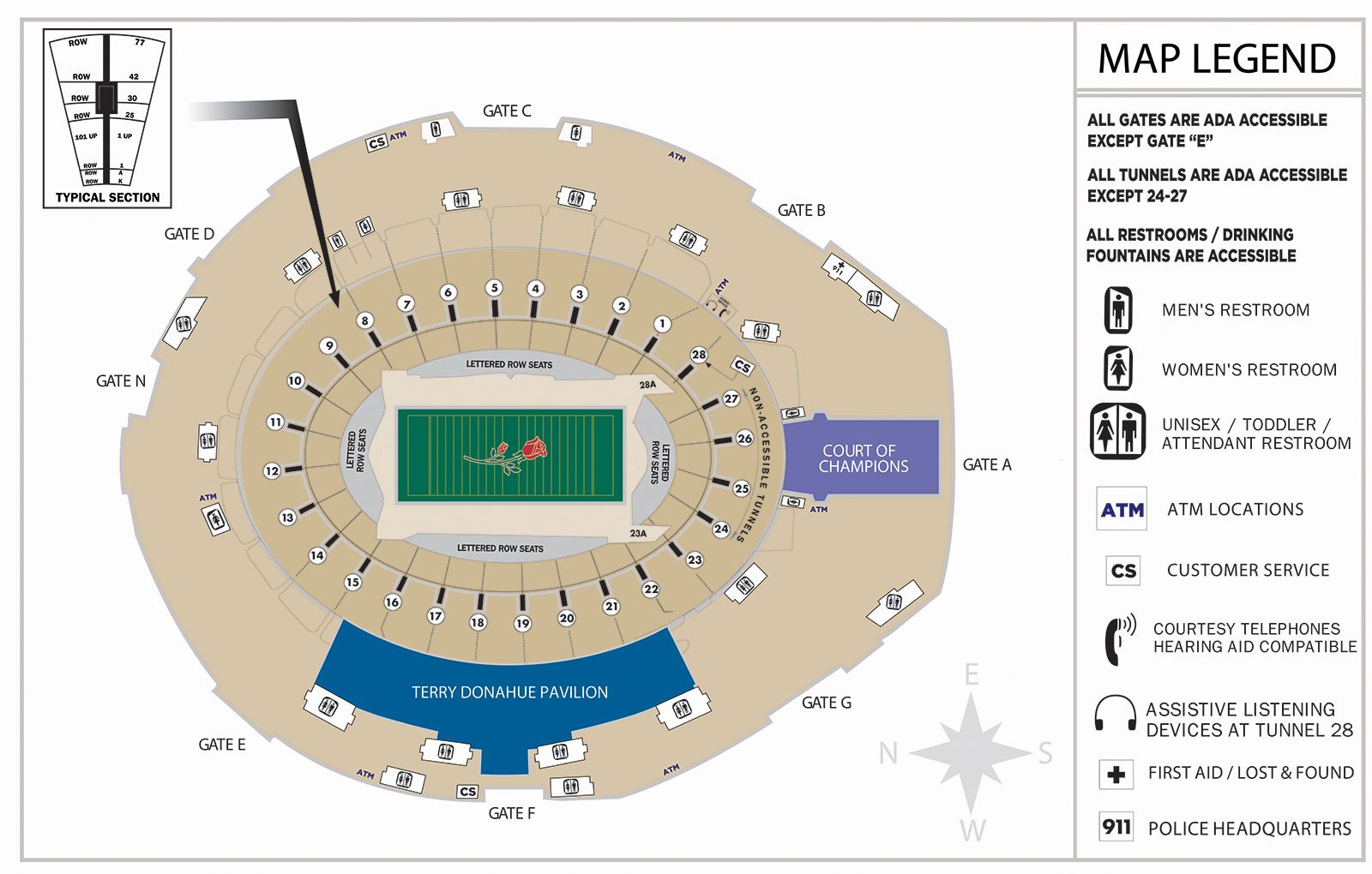 Rose Bowl Stadium Seating Chart with Rows