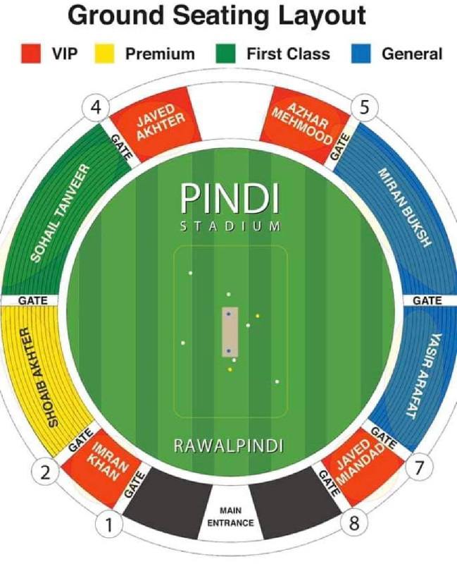 Rawalpindi Cricket Stadium Seating Plan and Map
