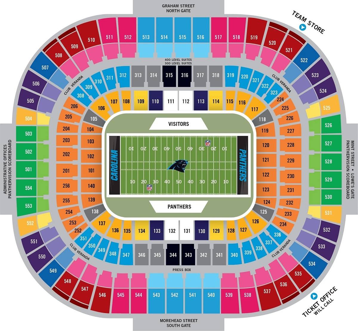 Bank Of America Stadium Seating Chart With Rows And Seat Numbers