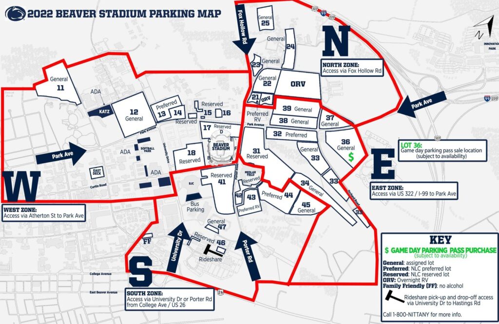 Beaver Stadium Seating Chart with Rows and Seat Numbers, Tickets Price