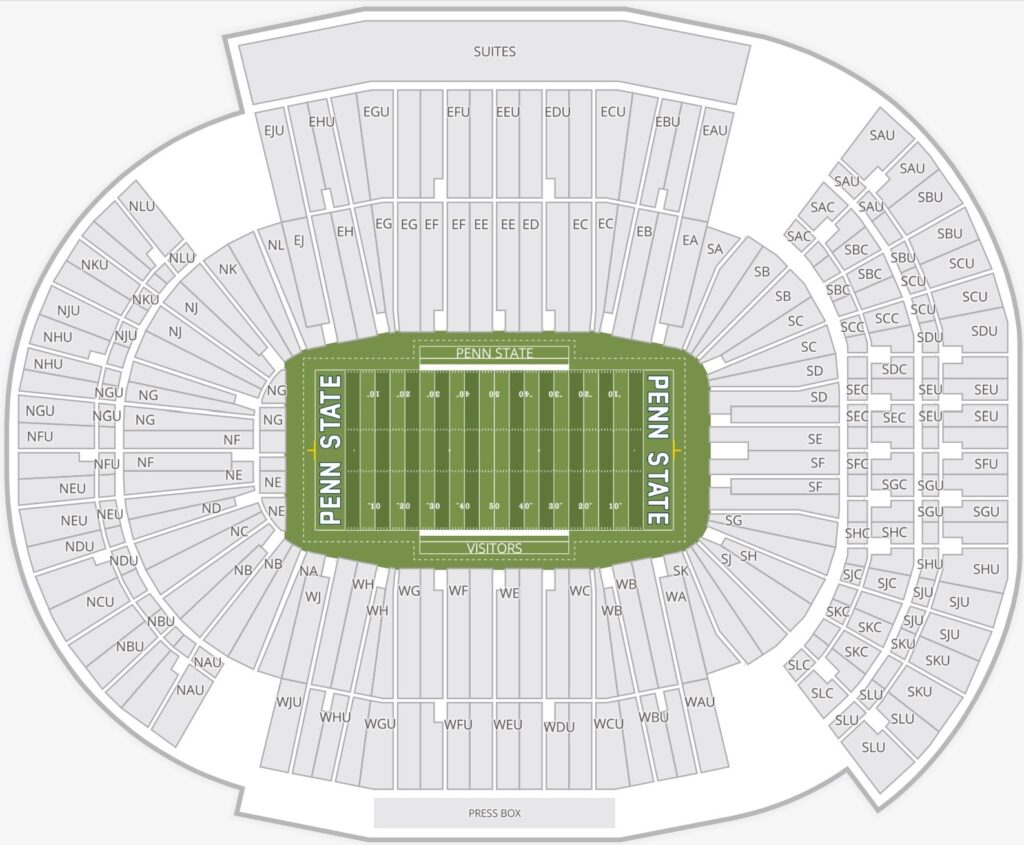 Beaver Stadium Seating Chart with Rows and Seat Numbers, Tickets Price ...