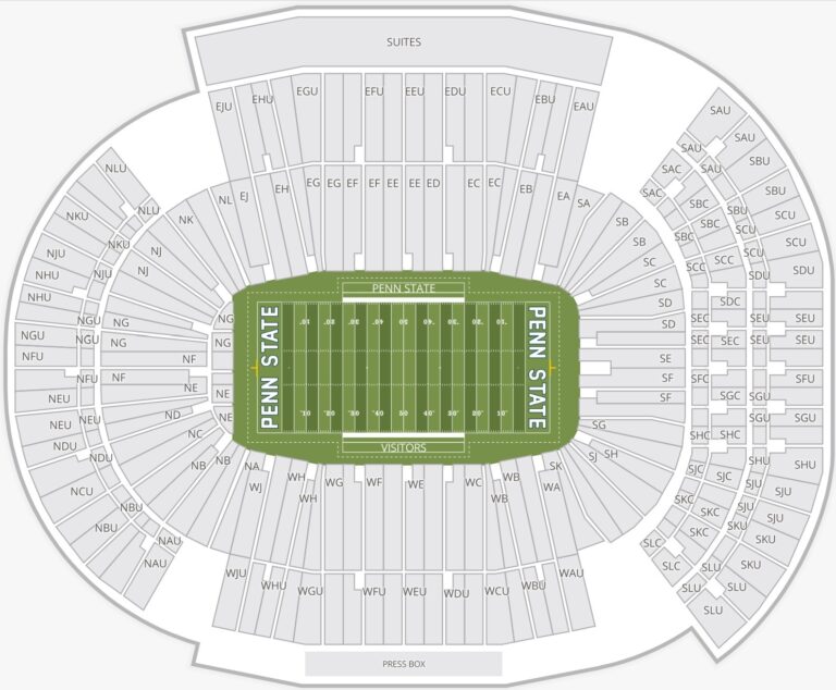 Beaver Stadium Seating Chart with Rows and Seat Numbers, Tickets Price