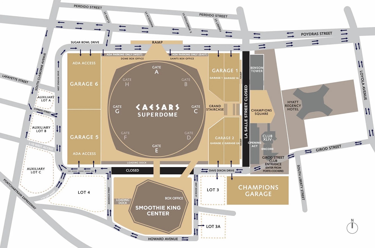 Caesars Superdome Parking Lots Map