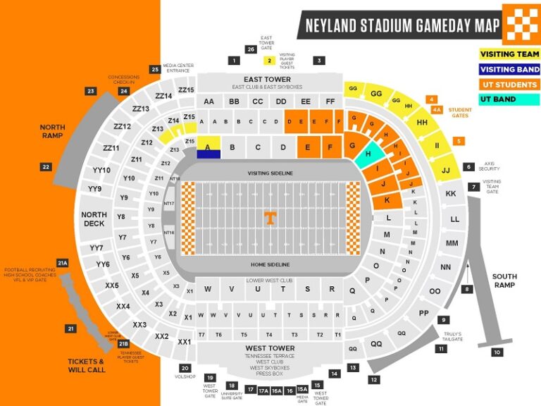 Neyland Stadium Seating Chart With Rows And Seat Numbers Tickets Price 2023 Parking Map 1366