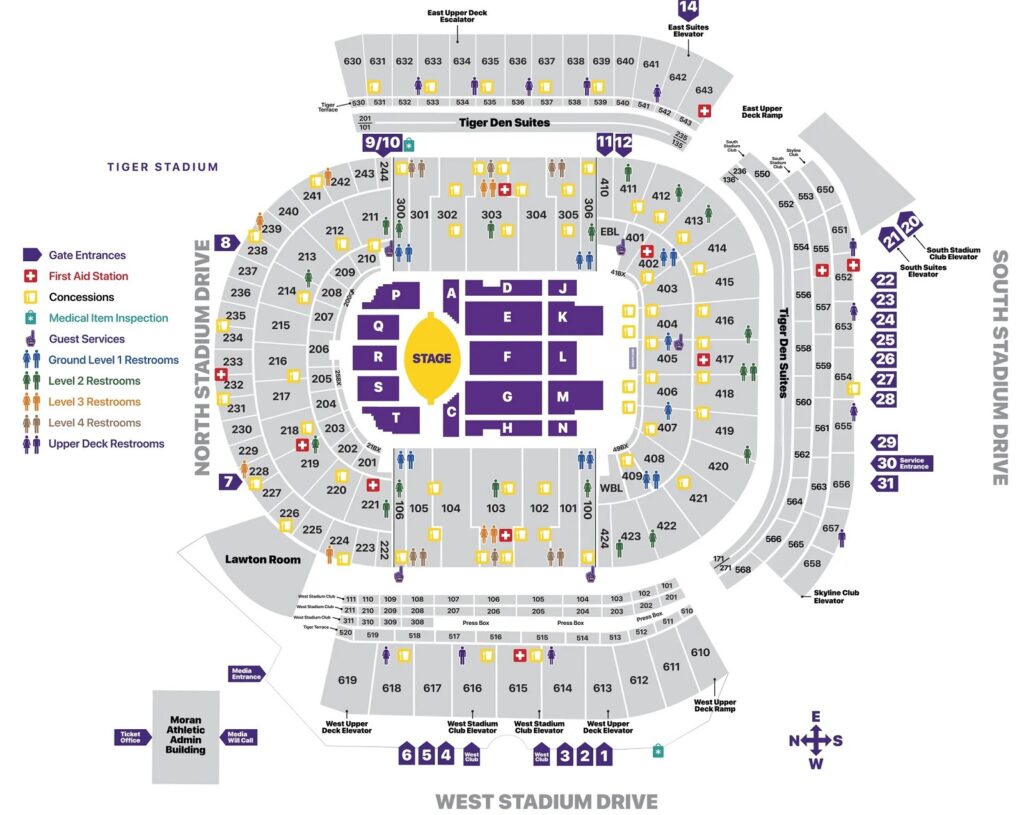 Tiger Stadium Seating Chart with Rows and Seat Numbers, Tickets Price