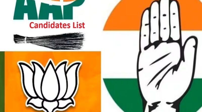 Delhi Election Candidates List 2025 of AAP, BJP, Congress