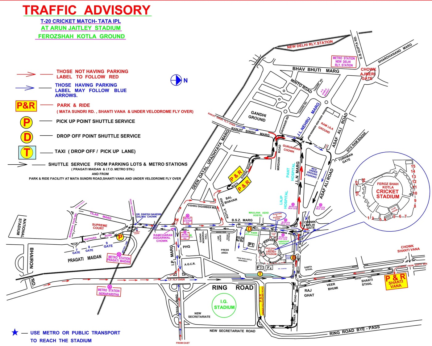 Arun Jaitley Stadium Parking Map